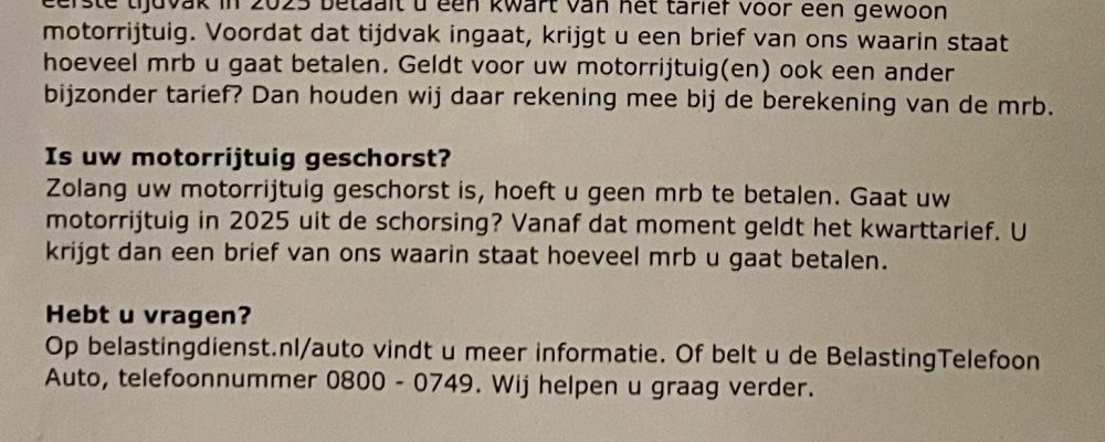 Hoeveel motorrijtuigenbelasting ga ik volgend jaar betalen?